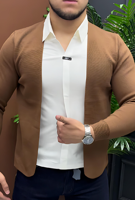 Men's Fake Two-Piece Shirt Cardigan