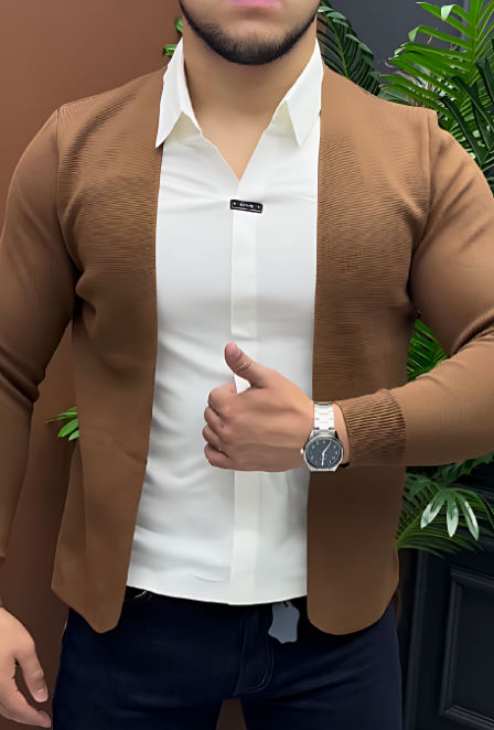 Men's Fake Two-Piece Shirt Cardigan
