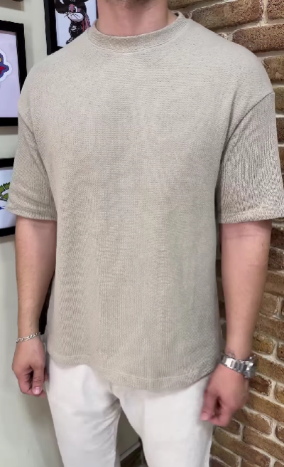 Men's Minimalist Knitted Short-Sleeved T-shirt