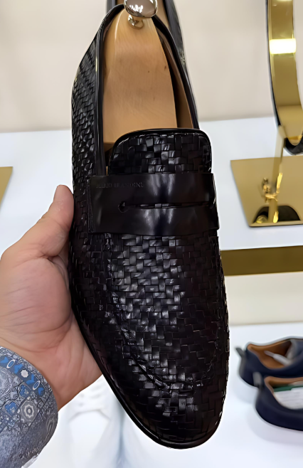 Men's Woven Textured Leather Shoes