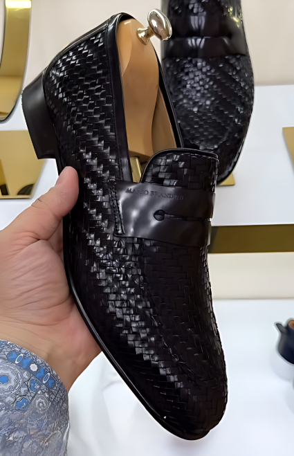 Men's Woven Textured Leather Shoes