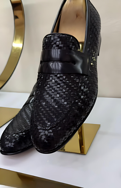 Men's Woven Textured Leather Shoes