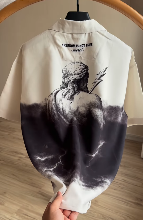 Men's Retro Printed Short-Sleeved Shirt