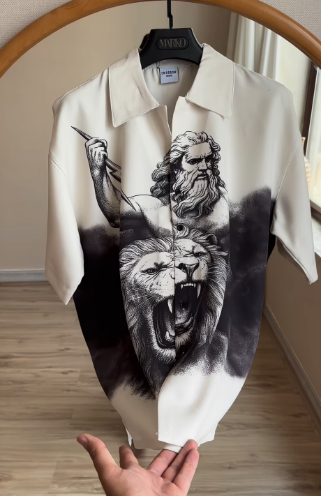 Men's Retro Printed Short-Sleeved Shirt
