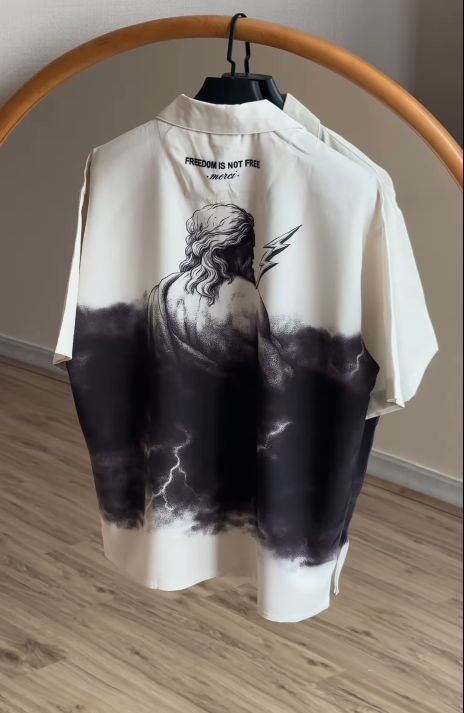 Men's Retro Printed Short-Sleeved Shirt