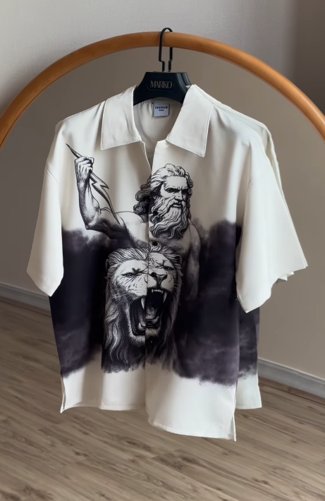 Men's Retro Printed Short-Sleeved Shirt