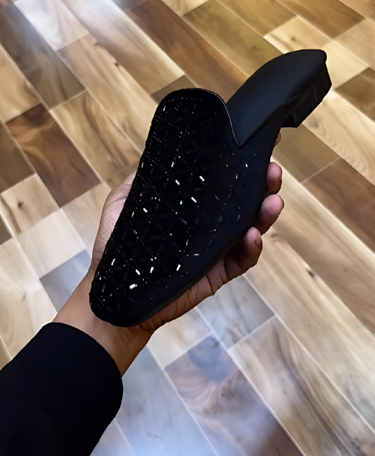 Men's Suede Sparkling Rhinestone Slippers