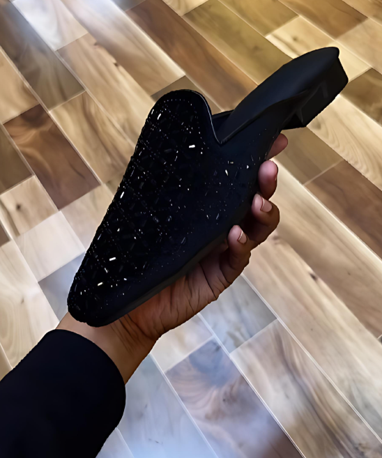 Men's Suede Sparkling Rhinestone Slippers