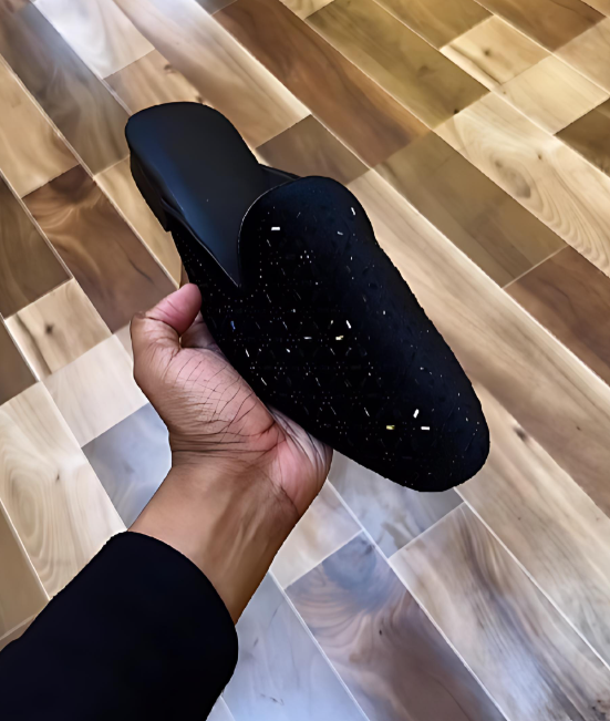 Men's Suede Sparkling Rhinestone Slippers