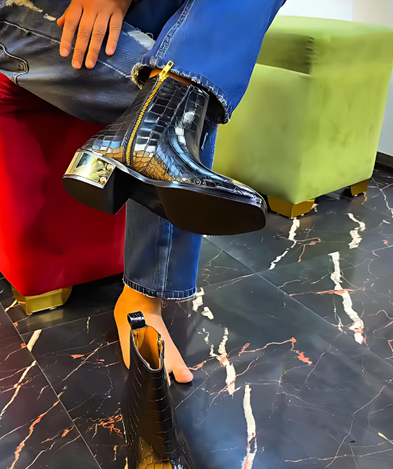 Men's Premium Textured Leather Ankle Boots