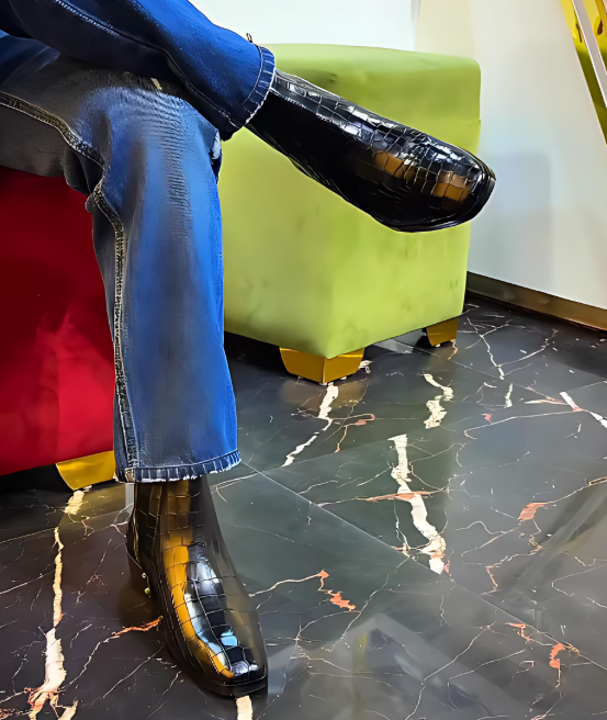 Men's Premium Textured Leather Ankle Boots