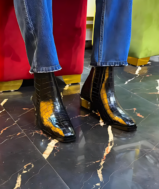Men's Premium Textured Leather Ankle Boots