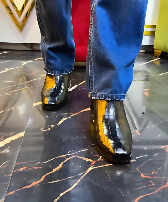 Men's Premium Textured Leather Ankle Boots