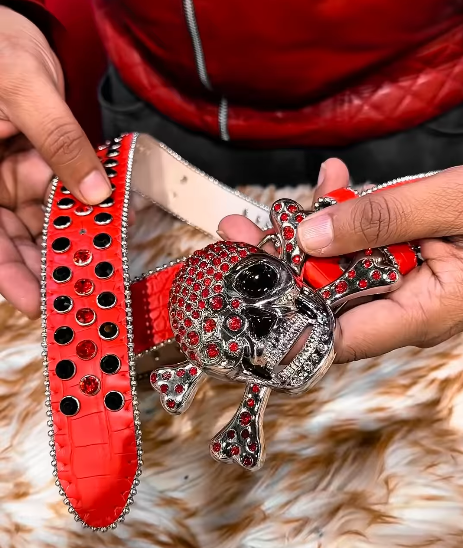 Punk Skull Rhinestone Belt