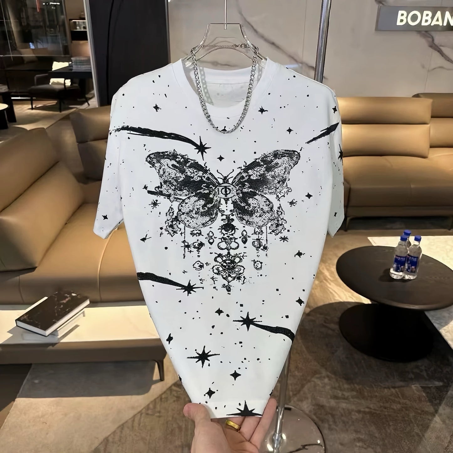 Men's Rhinestone Butterfly T-shirt