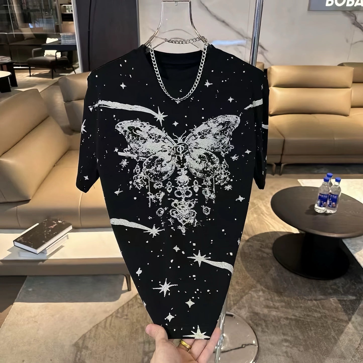 Men's Rhinestone Butterfly T-shirt