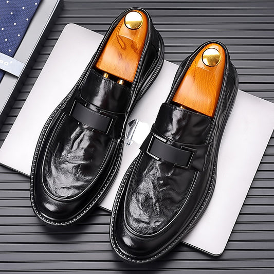 Business Casual Textured Men's Leather Shoes