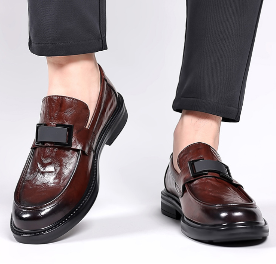 Business Casual Textured Men's Leather Shoes