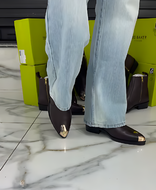 Classic Metal Pointed Toe Men's Ankle Boots