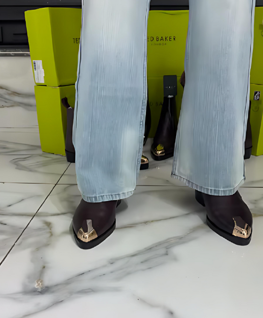 Classic Metal Pointed Toe Men's Ankle Boots
