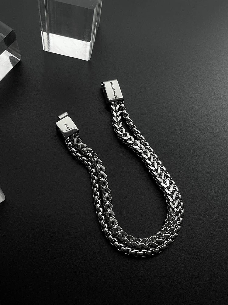 Men's Double-Layer Titanium Steel Bracelet