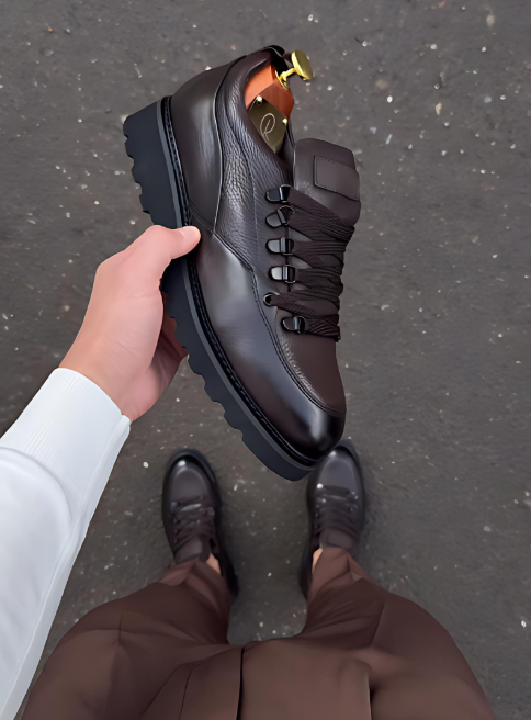 Brown Lace-Up Comfortable Leather Shoes