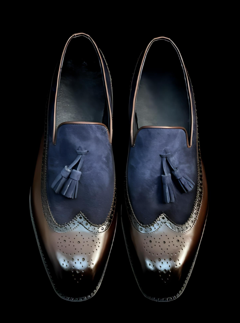 Men's Blue Tassel Leather Shoes