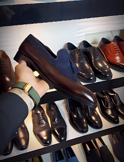 Men's Blue Tassel Leather Shoes