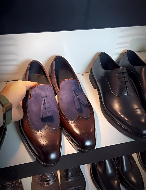 Men's Blue Tassel Leather Shoes