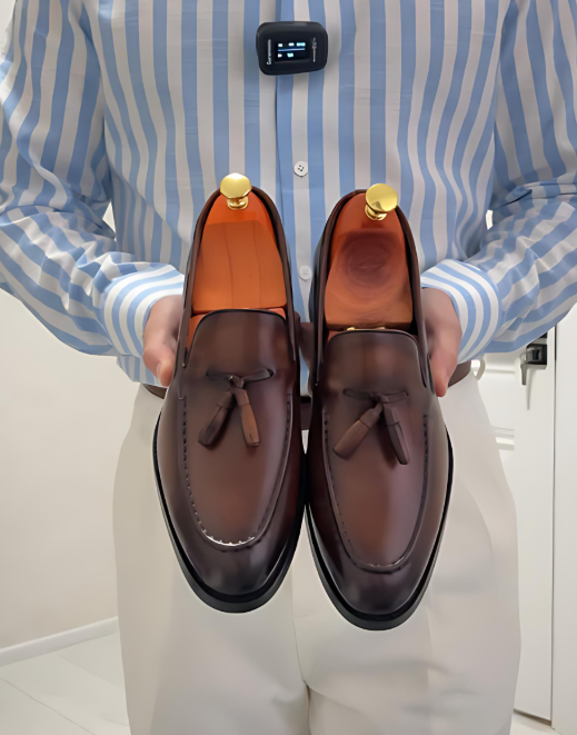 Brown Tassel Leather Shoes