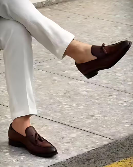 Brown Tassel Leather Shoes