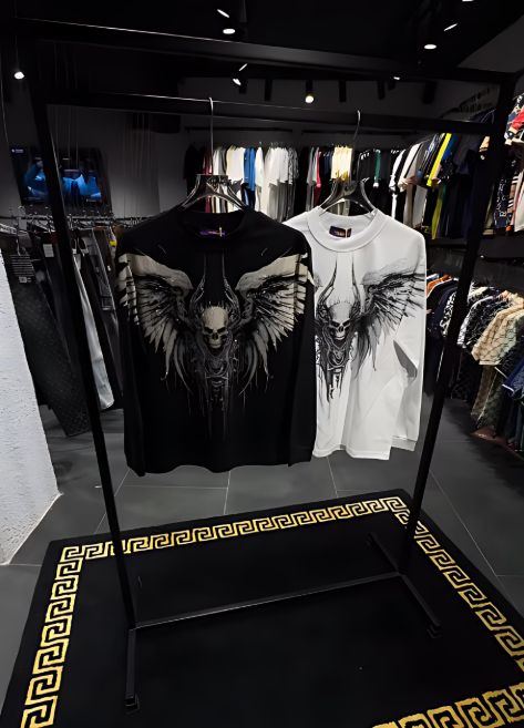 Skull Rhinestone Long-Sleeved Shirt