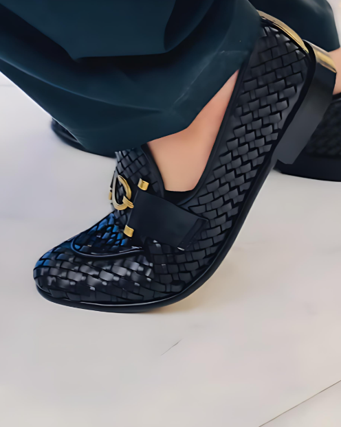 Men's Slip-On Woven Leather Shoes
