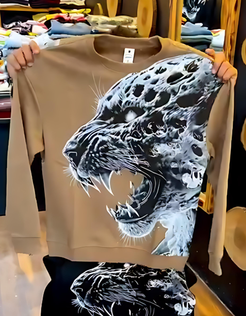 Men's Tiger Print Crew Neck Sweatshirt