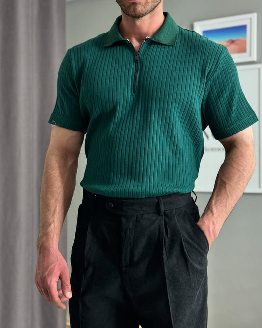 Men's Knitted Zipper T-shirt