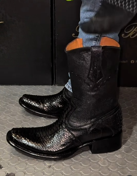 Black Soft Leather Men's Boots