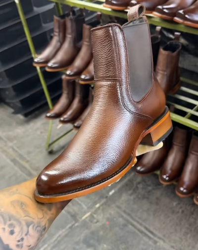 Brown Leather Zip-Up Men's Boots