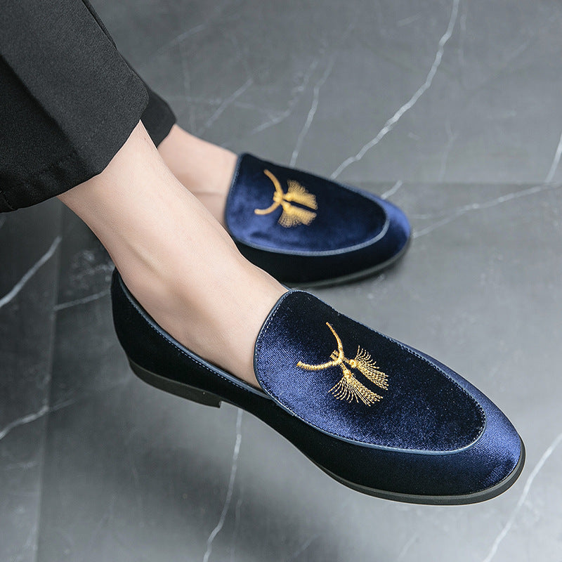 Men's Embroidered Slip-On Suede Shoes