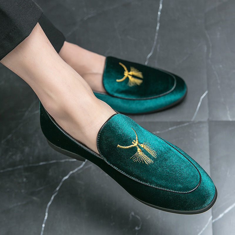 Men's Embroidered Slip-On Suede Shoes