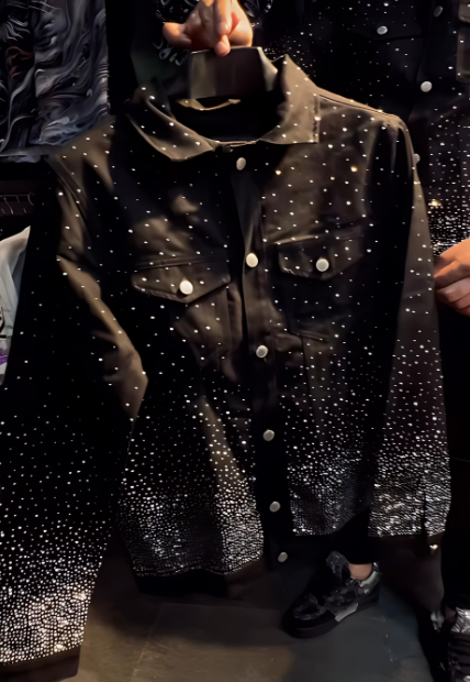 Men's Super Shiny Rhinestone Denim Jacket