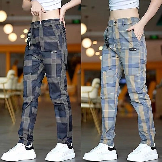 Men's Plaid Multi-Pocket Casual Pants