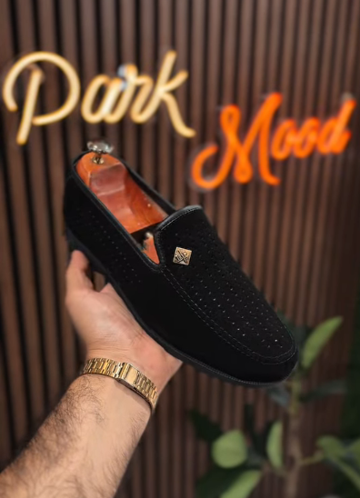 Black Mesh Slip-On Loafers