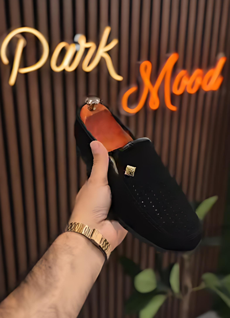 Black Mesh Slip-On Loafers