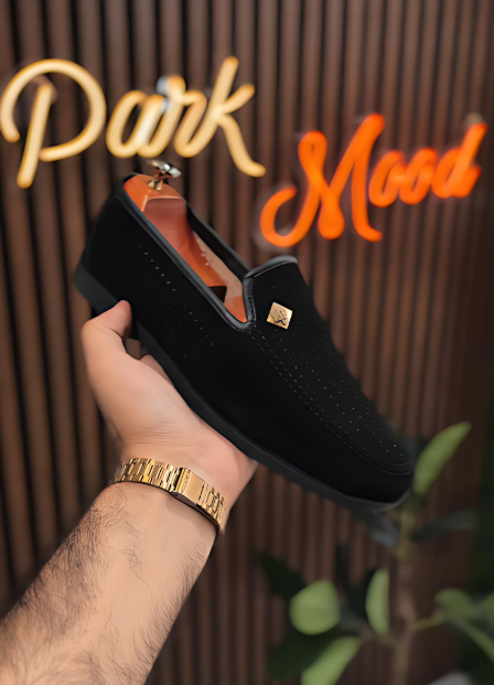 Black Mesh Slip-On Loafers