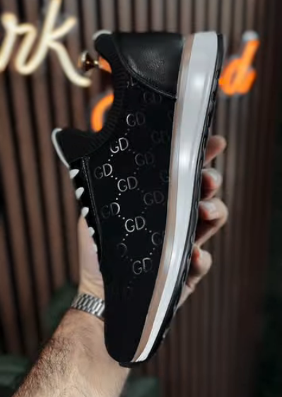 Black Suede Printed Sneakers