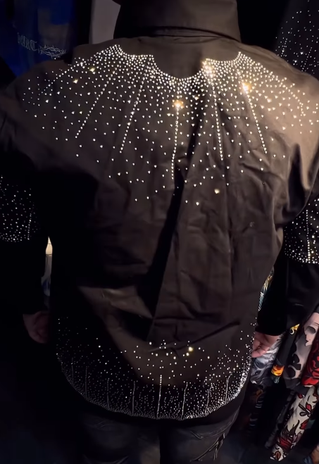 Men's Black Sparkling Rhinestone Shirt