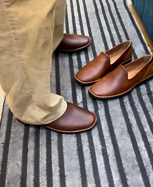 Men's Brown Soft Leather Flat Shoes