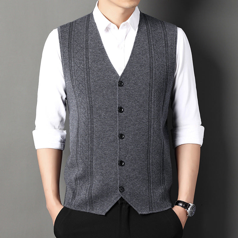 Men's Fashion Knitted Button Wool Sweater Vest