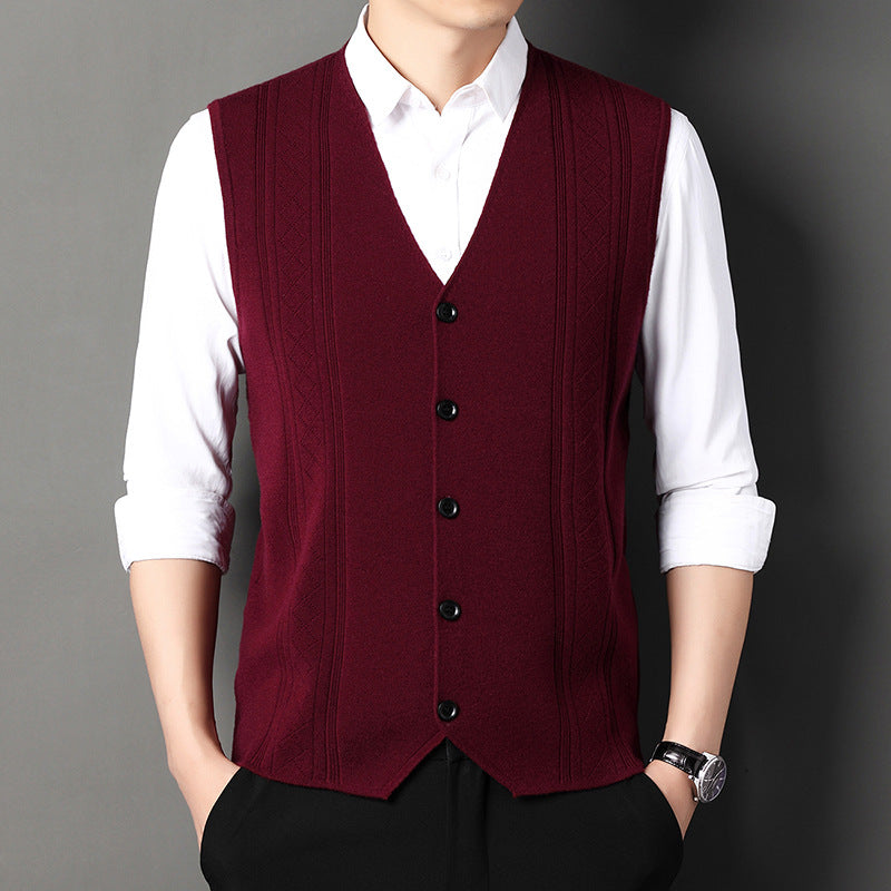 Men's Fashion Knitted Button Wool Sweater Vest