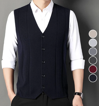 Men's Fashion Knitted Button Wool Sweater Vest